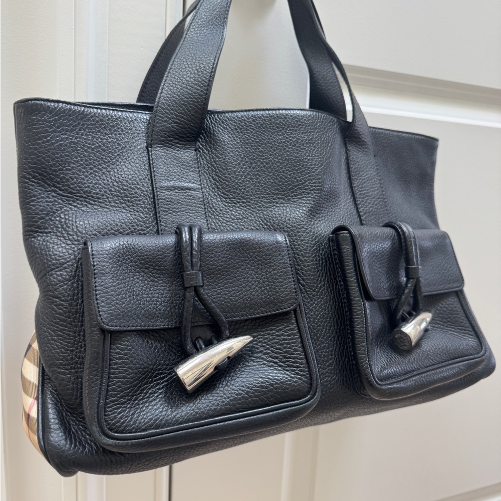 Burberry Black Leather Tote Bag